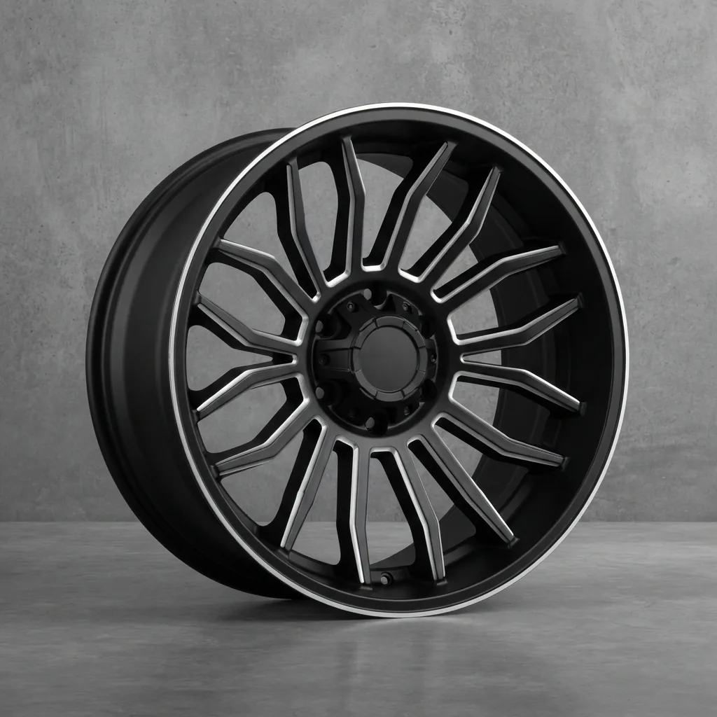 The BMF RATTLER 20x12 custom wheel, a rugged multi-spoke design with CNC-milled accents and a satin black finish, displayed on a neutral background.