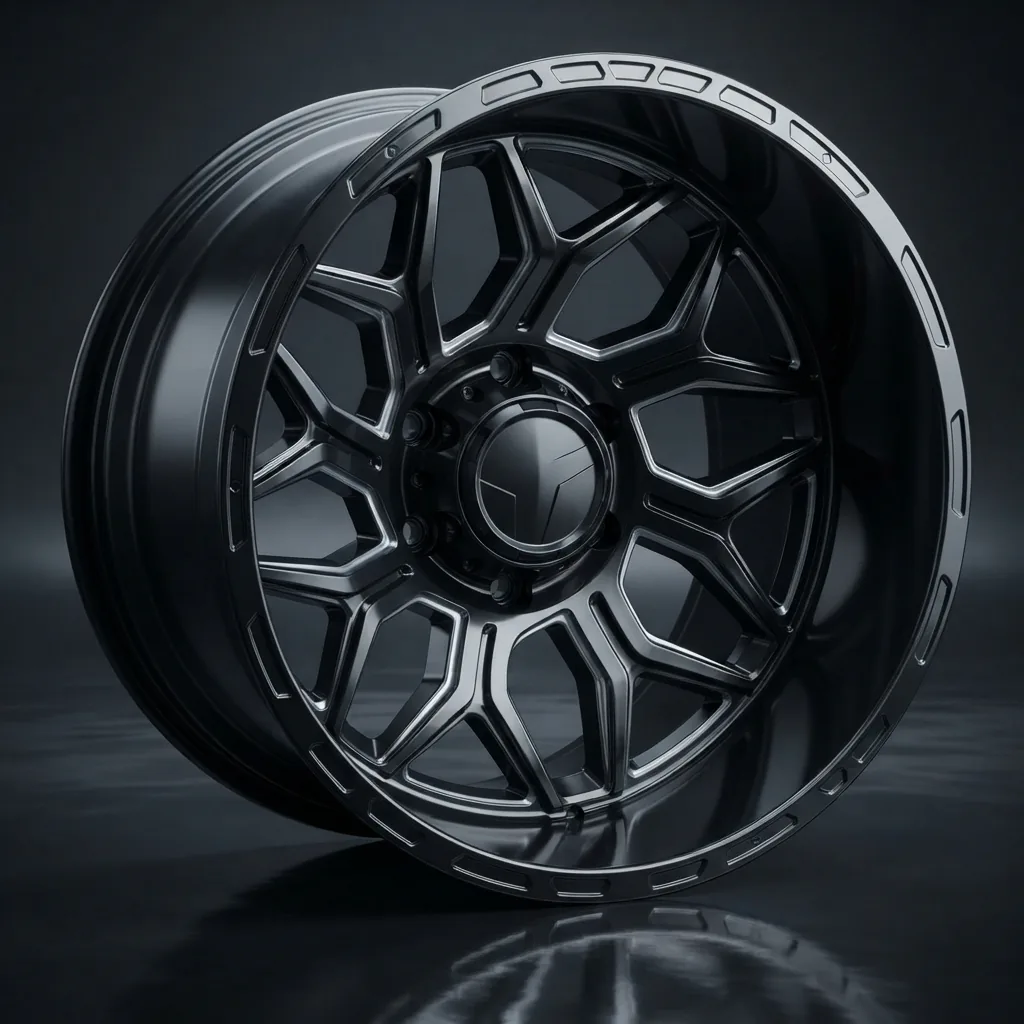 The BMF REVENGE 24x12 custom wheel, with an intricate multi-layered spoke design and deep-dish architecture in a high-gloss finish.