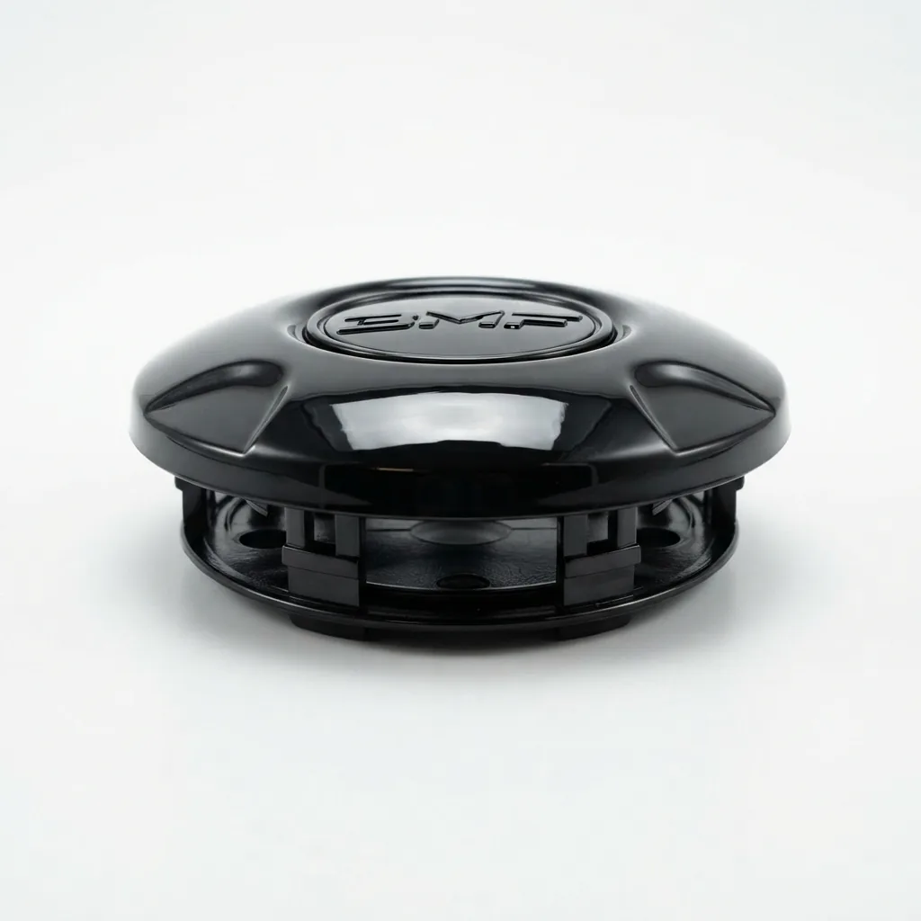 Product photo of the BMF Wheels Center Cap 5/6 Lug Gloss Black OEM 1 Pack on a white background.